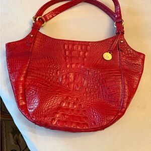 Brahmin Elegant Red Crocodile-Embossed Women's Bag